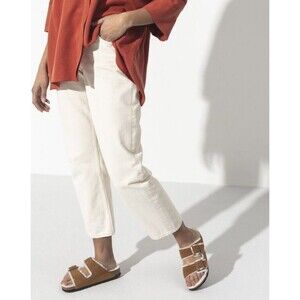 Birkenstock Sandals Arizona Shearling Suede Leather Brown Shoes Sz 40 US 9 New